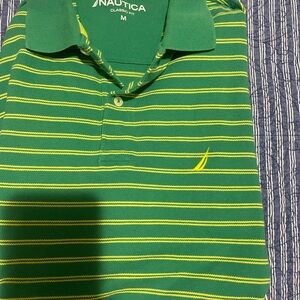 Nautica Men's Green Striped Polo Shirt